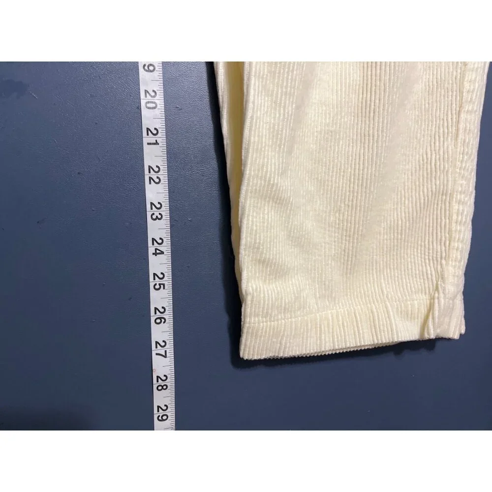 Marsh Landing Essentials Womens Corduroy‎ Pants Size 12 Cream High Waist Cotton